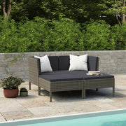 Loungeset 4-delig poly rattan grijs