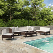Loungeset 9-delig poly rattan bruin