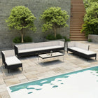 Loungeset 10-delig poly rattan zwart wit