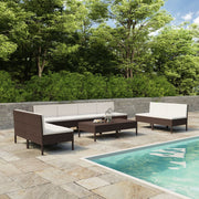 Loungeset 10-delig poly rattan bruin