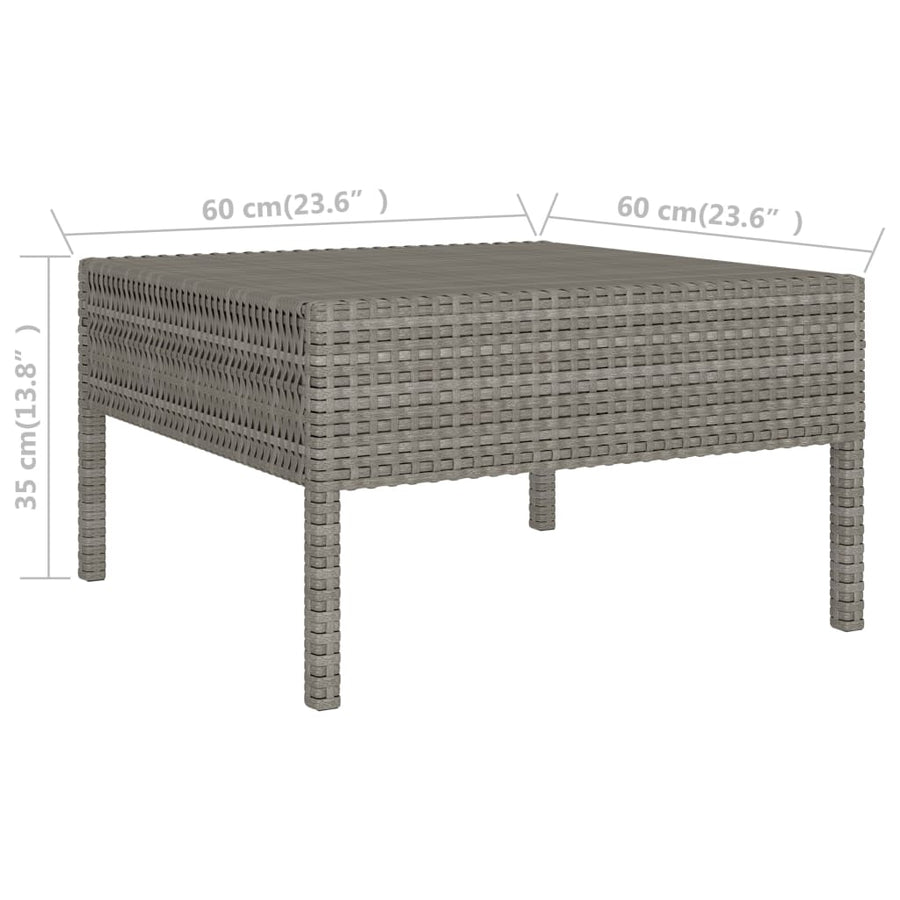 0-Delige Loungeset Met Kussens Poly Rattan Grijs 8x midden + 2x Tafel
