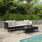 Loungeset 6-delig poly rattan zwart