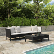 Loungeset 6-delig poly rattan zwart