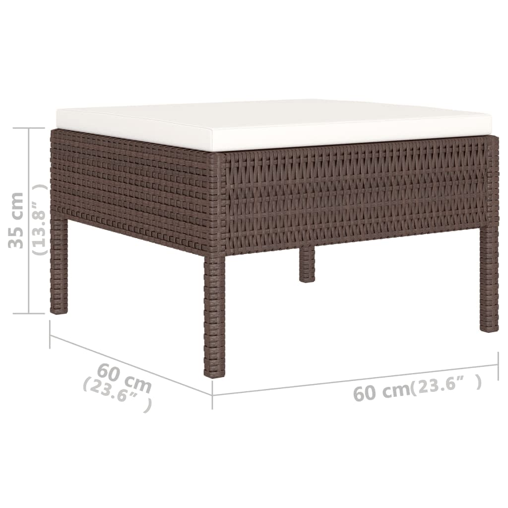 6-Delige Loungeset Met Kussens Poly Rattan Bruin 4x midden + 2x voetensteun