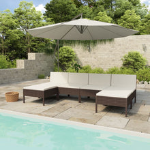 6-Delige Loungeset Met Kussens Poly Rattan Bruin 4x midden + 2x voetensteun