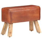 Bench vaulting box 58 cm real leather and solid mango wood brown