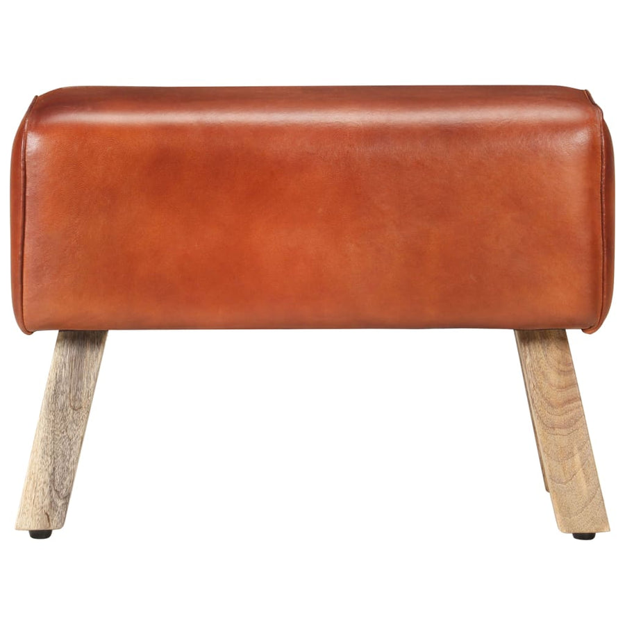Bankje Turnbok Echt Leer En Massief Mangohout 58 cm Bruin