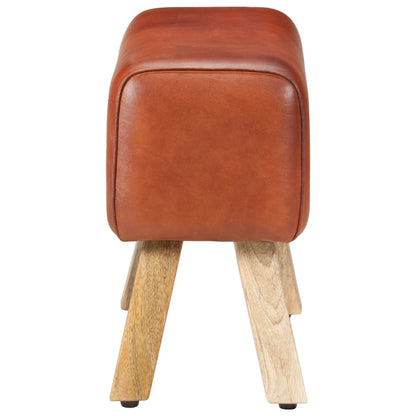 Bankje Turnbok Echt Leer En Massief Mangohout 58 cm Bruin