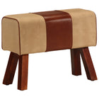 Bench Turnbok Genuine Leather and Solid Mango Wood 58 cm