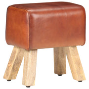 Bankje turnbok 38 cm leer mangohout bruin