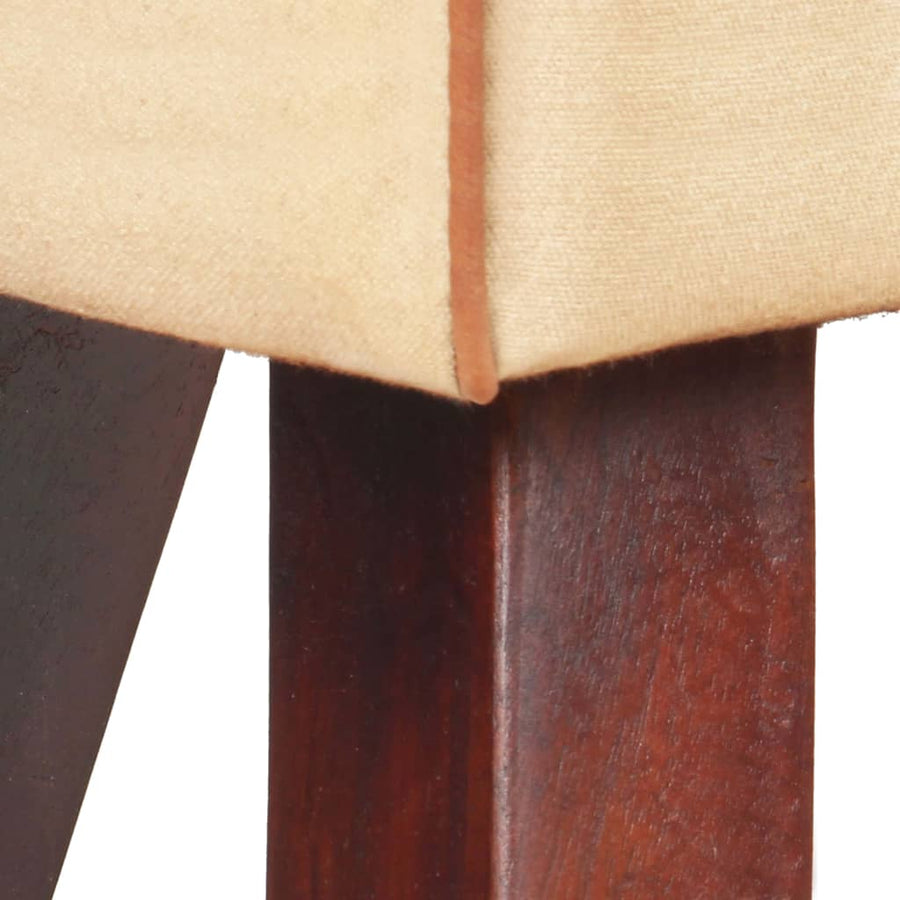 Bankje Turnbok 38 Cm Echt Leer En Massief Mangohout Bruin Bruin en wit