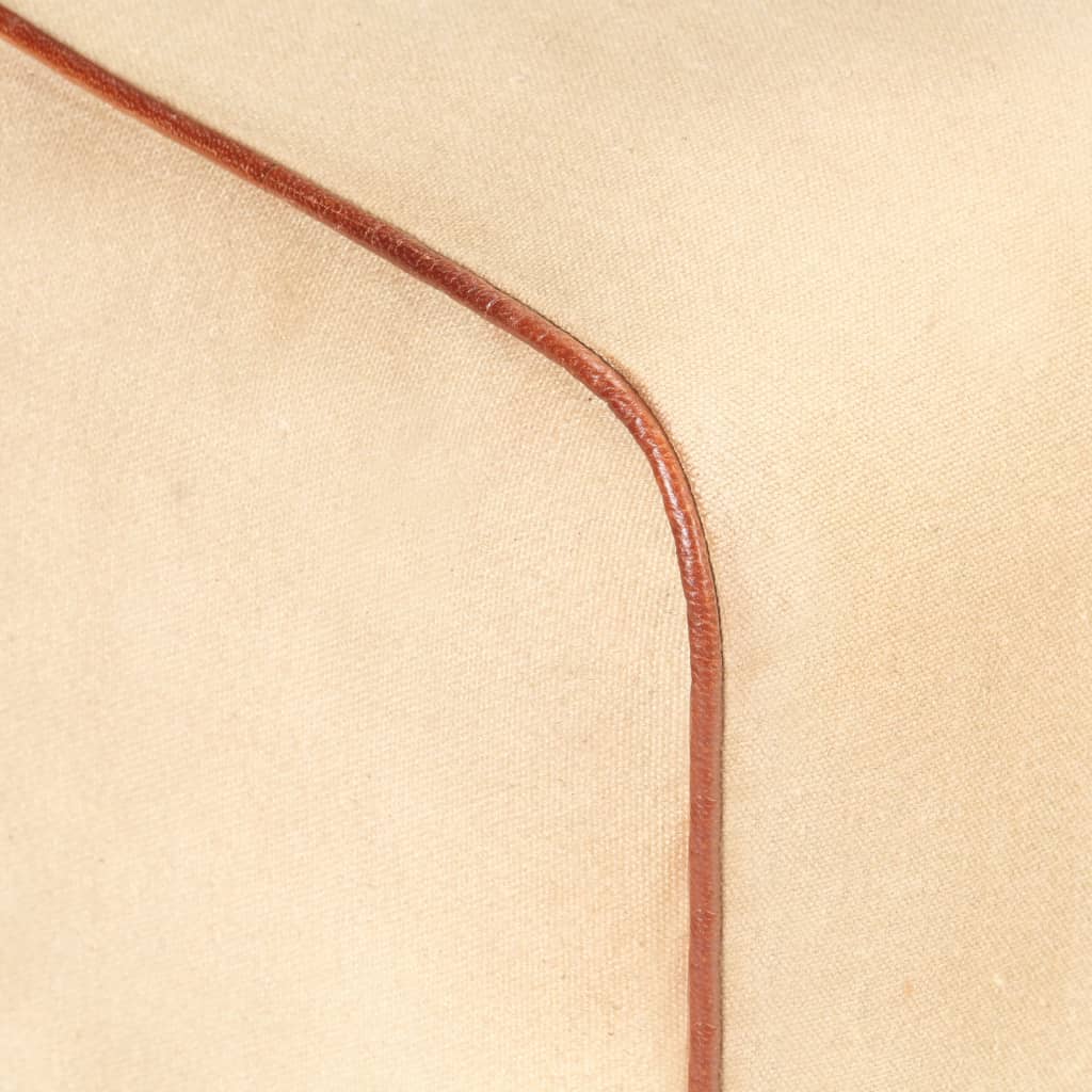 Bankje Turnbok 38 Cm Echt Leer En Massief Mangohout Bruin Bruin en wit