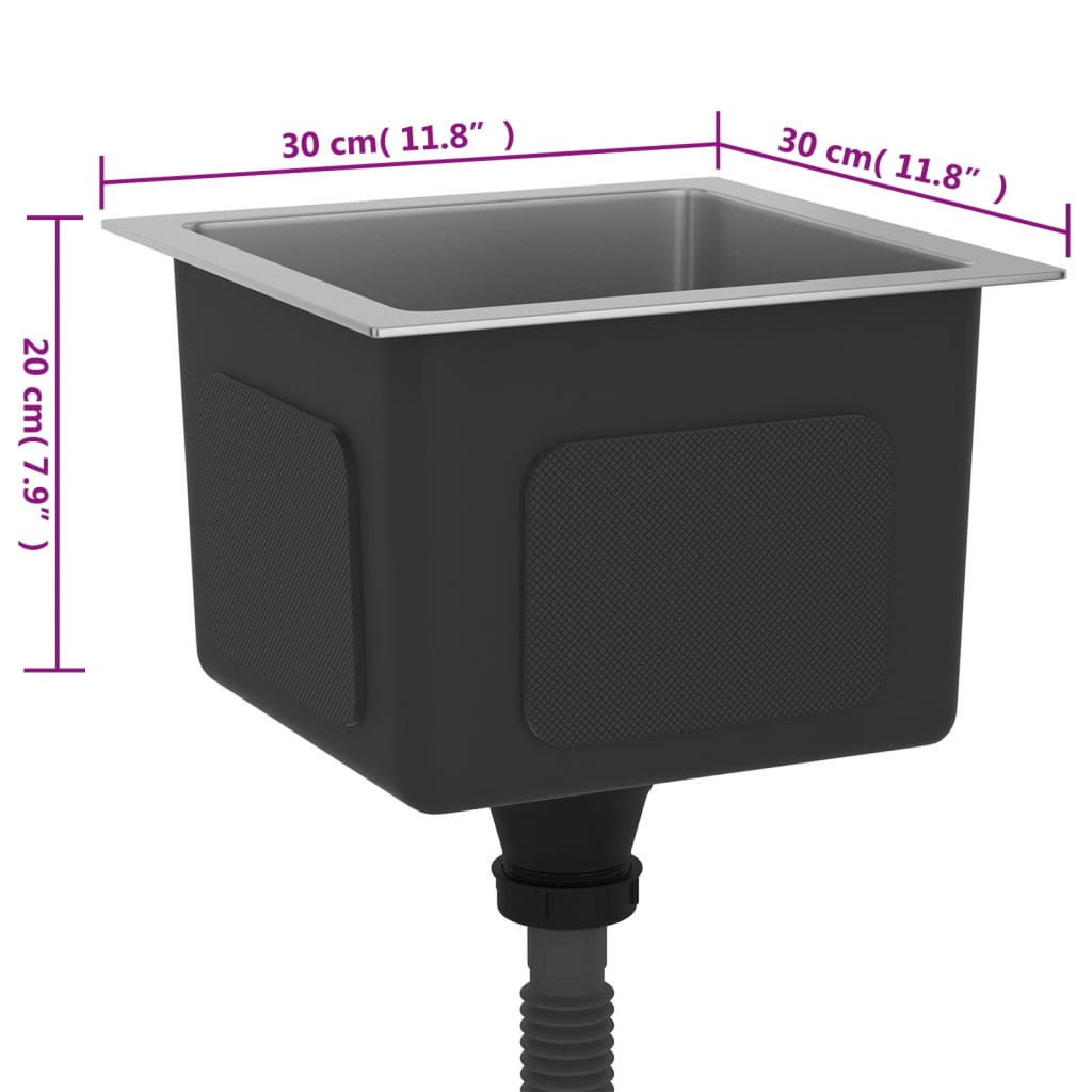 Gootsteen Handgemaakt Roestvrij Staal 30 x 30 x 20 cm Zilver