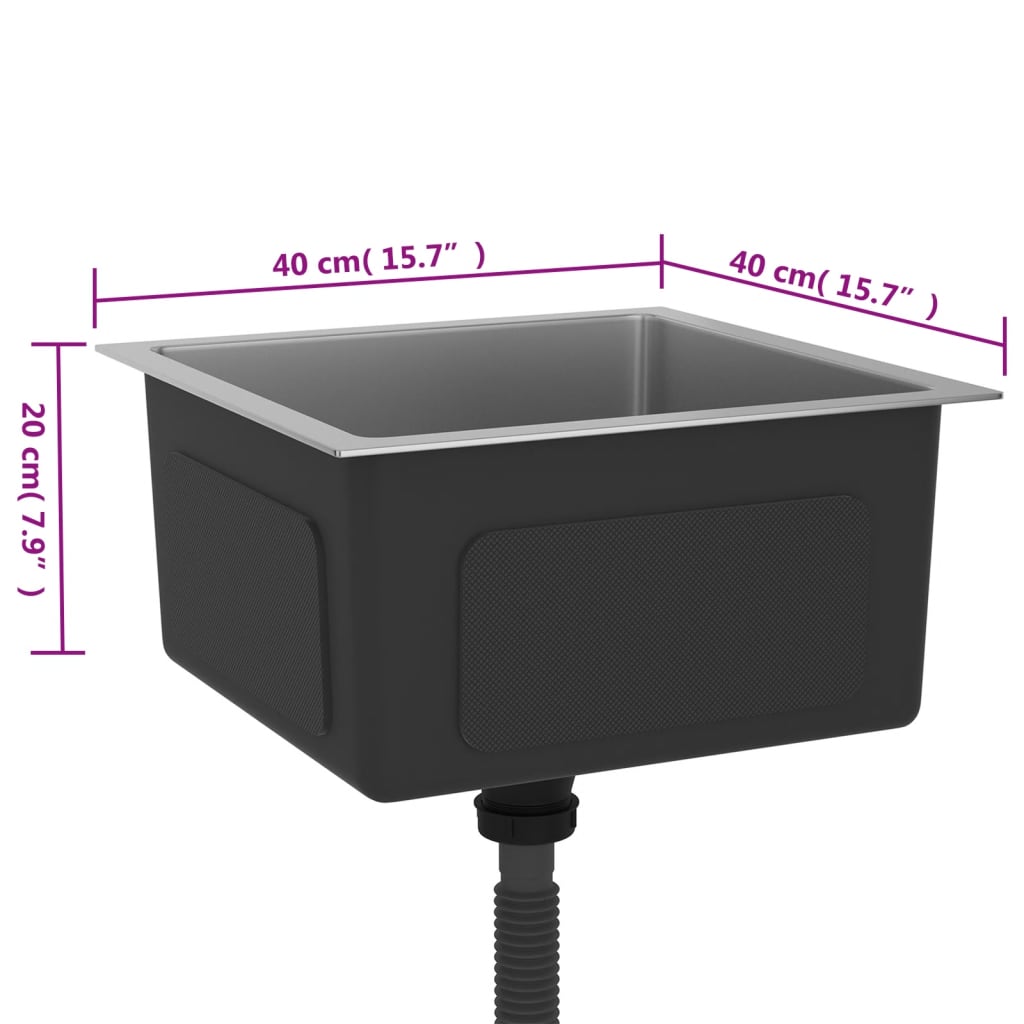 Gootsteen Handgemaakt Roestvrij Staal 40 x 40 x 20 cm Zilver