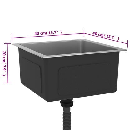 Gootsteen Handgemaakt Roestvrij Staal 40 x 40 x 20 cm Zwart