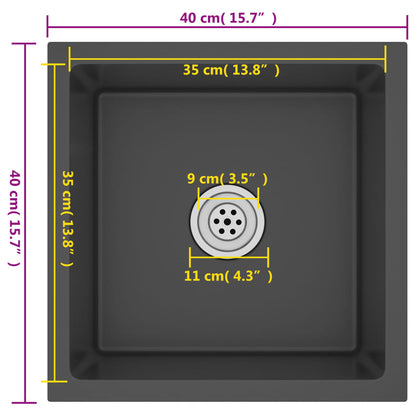 Gootsteen Handgemaakt Roestvrij Staal 40 x 40 x 20 cm Zwart