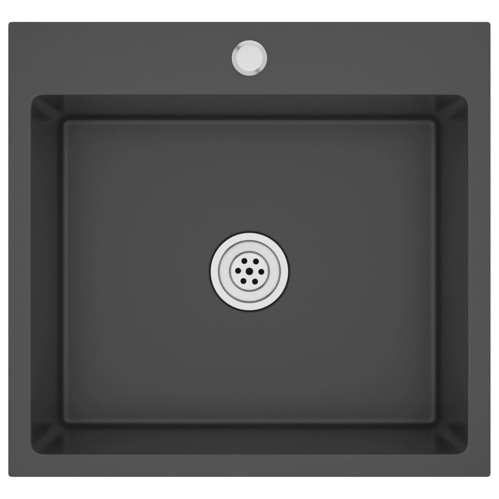 Gootsteen Handgemaakt Roestvrij Staal 53 x 50 x 20 cm Zwart