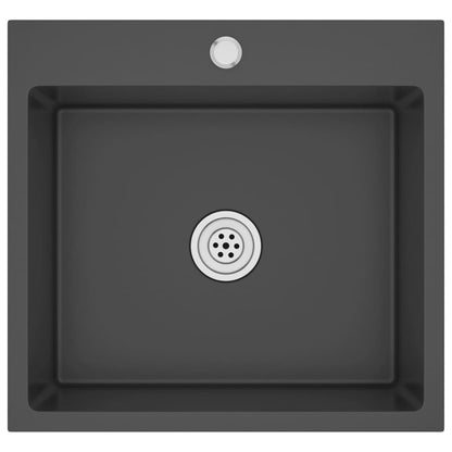 Gootsteen Handgemaakt Roestvrij Staal 53 x 50 x 20 cm Zwart