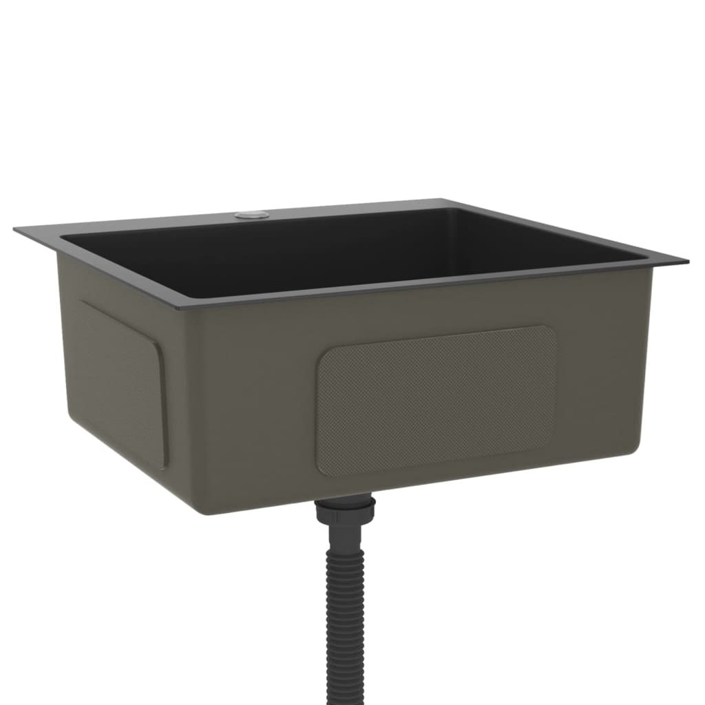 Gootsteen Handgemaakt Roestvrij Staal 53 x 50 x 20 cm Zwart