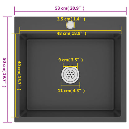Gootsteen Handgemaakt Roestvrij Staal 53 x 50 x 20 cm Zwart