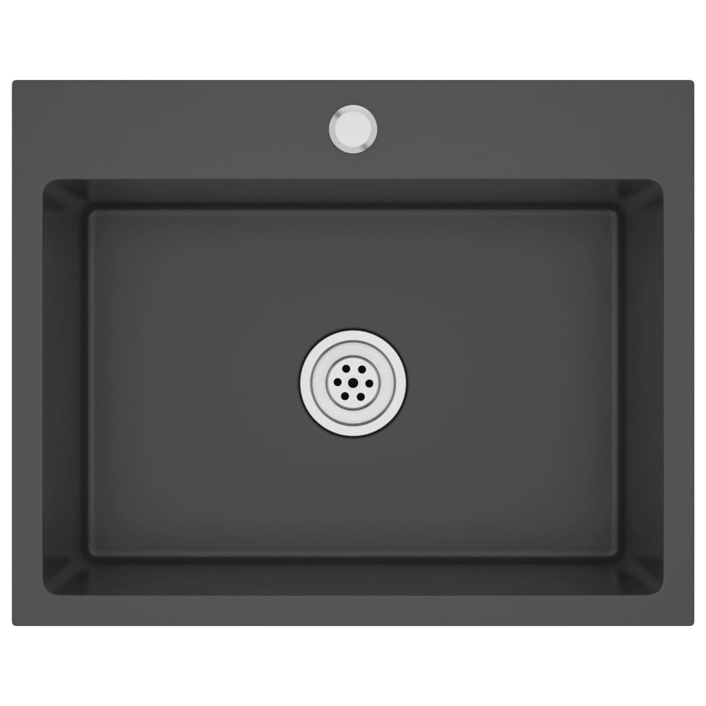 Gootsteen Handgemaakt Roestvrij Staal 55 x 44 x 20 cm Zwart