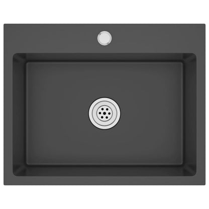 Gootsteen Handgemaakt Roestvrij Staal 55 x 44 x 20 cm Zwart