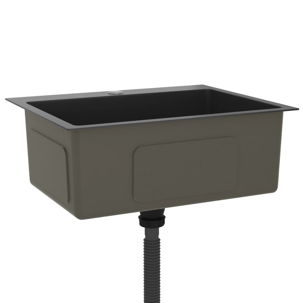 Gootsteen Handgemaakt Roestvrij Staal 55 x 44 x 20 cm Zwart