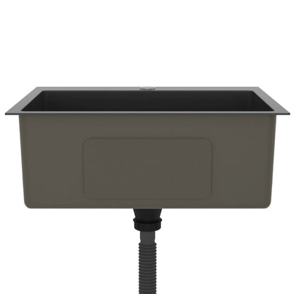 Gootsteen Handgemaakt Roestvrij Staal 55 x 44 x 20 cm Zwart