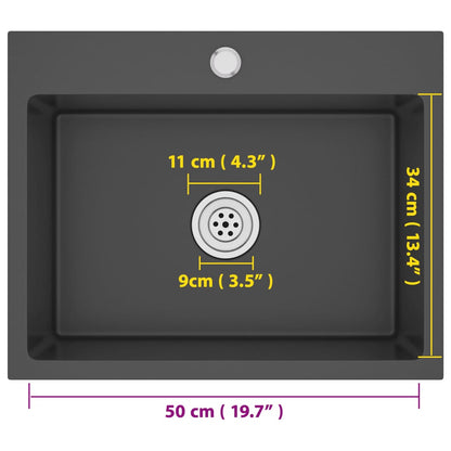 Gootsteen Handgemaakt Roestvrij Staal 55 x 44 x 20 cm Zwart