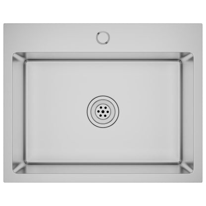 Gootsteen Handgemaakt Roestvrij Staal 59 x 44 x 20 cm (met kraangat) Zilver