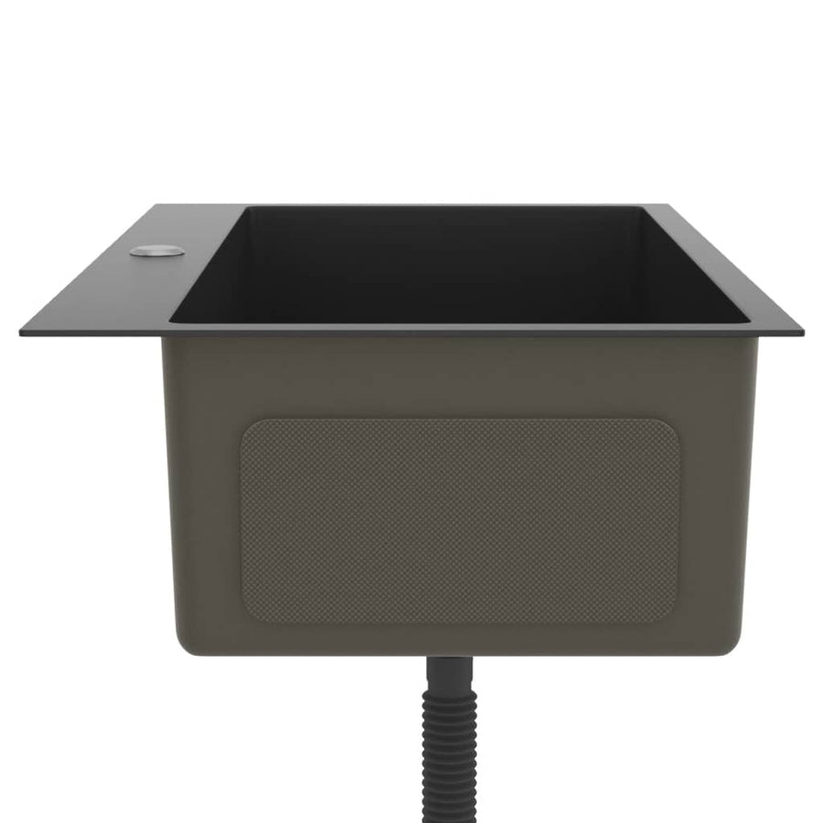 Gootsteen Handgemaakt Roestvrij Staal 70 x 44 x 20 cm (met kraangat) Zwart