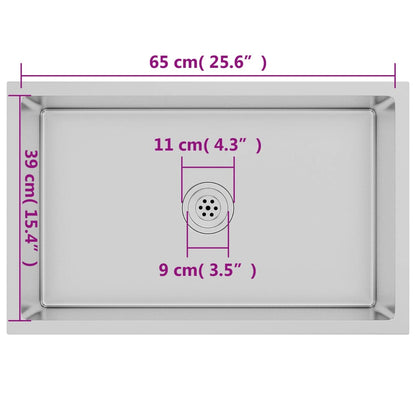 Gootsteen Handgemaakt Roestvrij Staal 70 x 44 x 20 cm Zilver