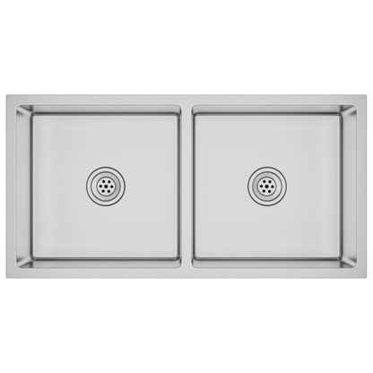 Gootsteen Handgemaakt Roestvrij Staal 86.5 x 44 x 20 cm Zilver