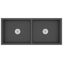 Gootsteen Handgemaakt Roestvrij Staal 100 x 44 x 20 cm (two sinks) Zwart