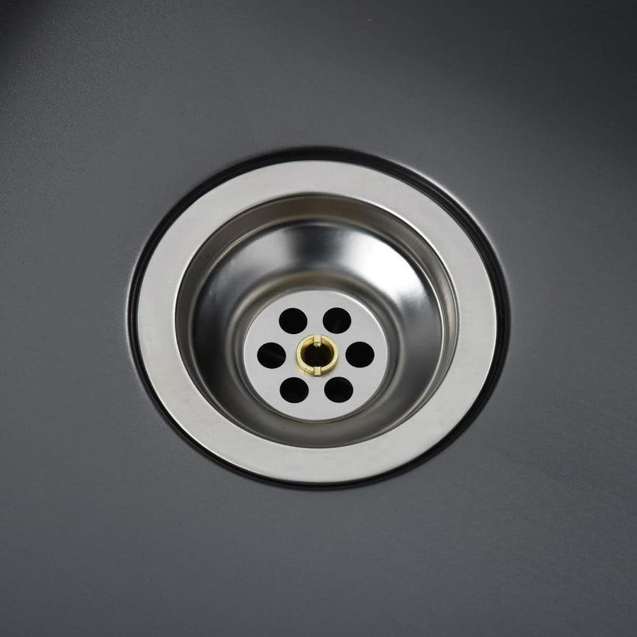 Gootsteen Handgemaakt Roestvrij Staal 100 x 44 x 20 cm (two sinks) Zwart