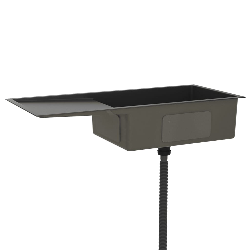 Gootsteen Handgemaakt Roestvrij Staal 100 x 44 x 20 cm Zwart