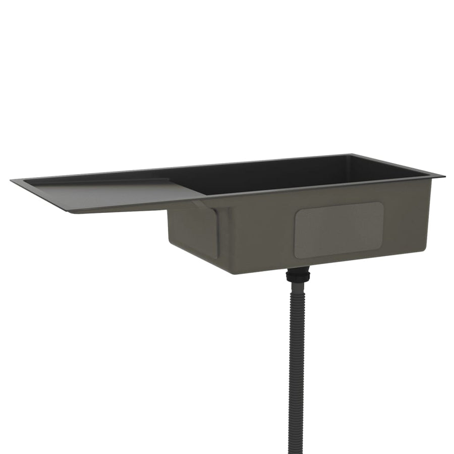 Gootsteen Handgemaakt Roestvrij Staal 100 x 44 x 20 cm Zwart