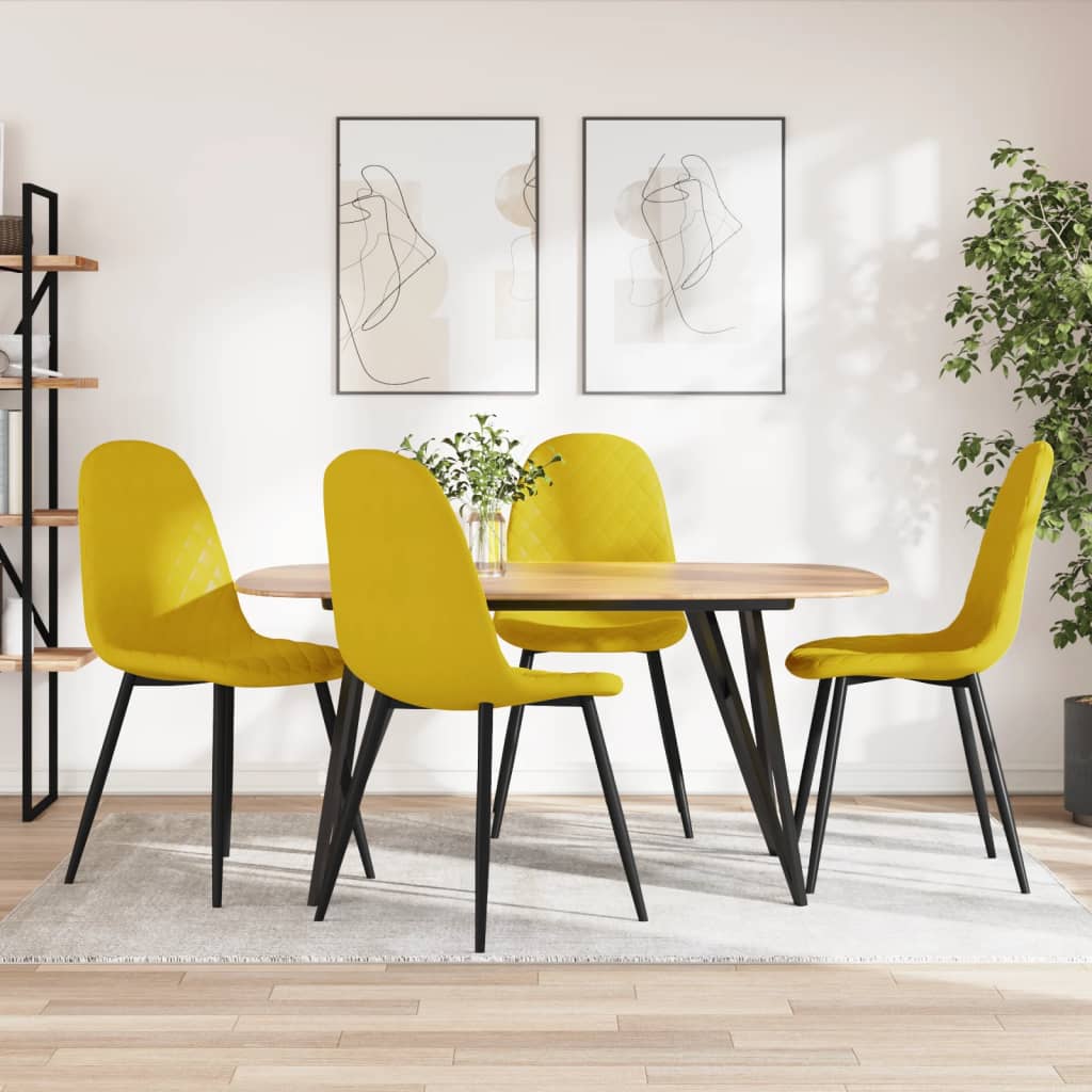 Eetkamerstoelen Fluweel 4 Mosterdgeel