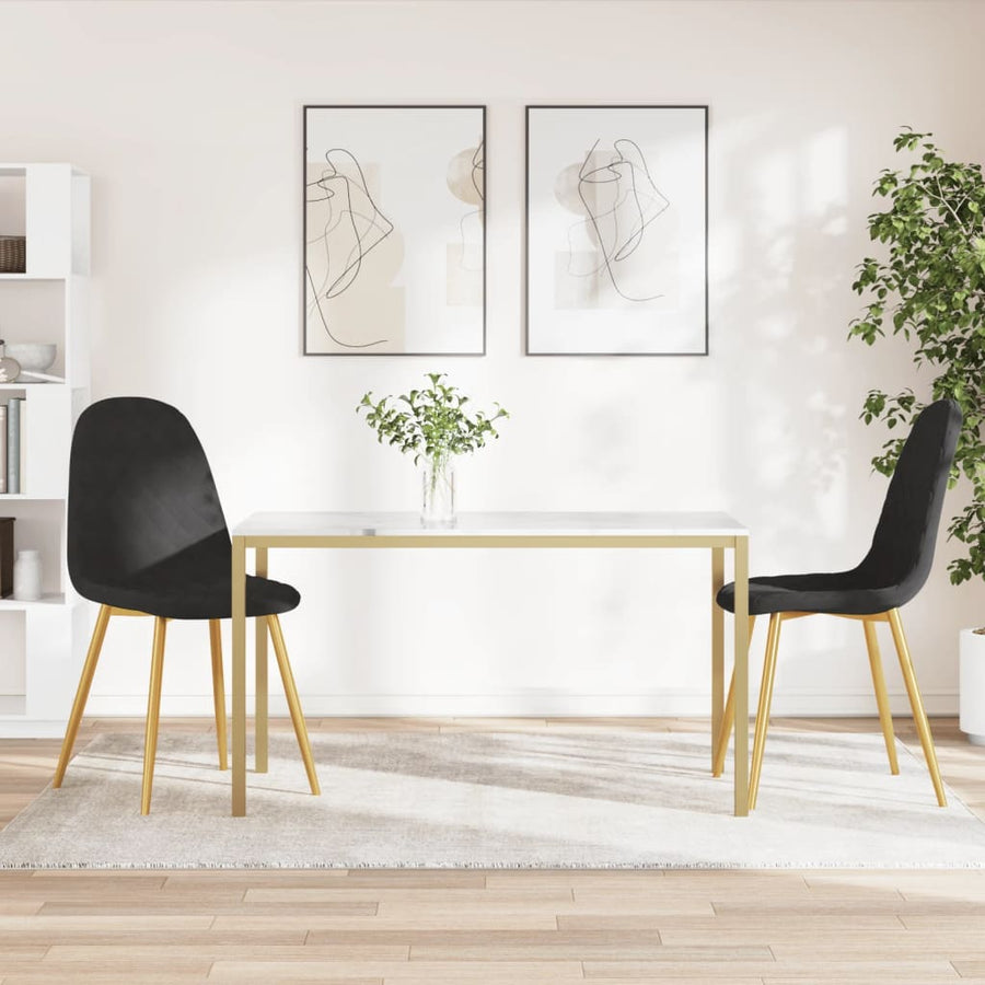 Eetkamerstoelen 2 st fluweel zwart 2 Zwart