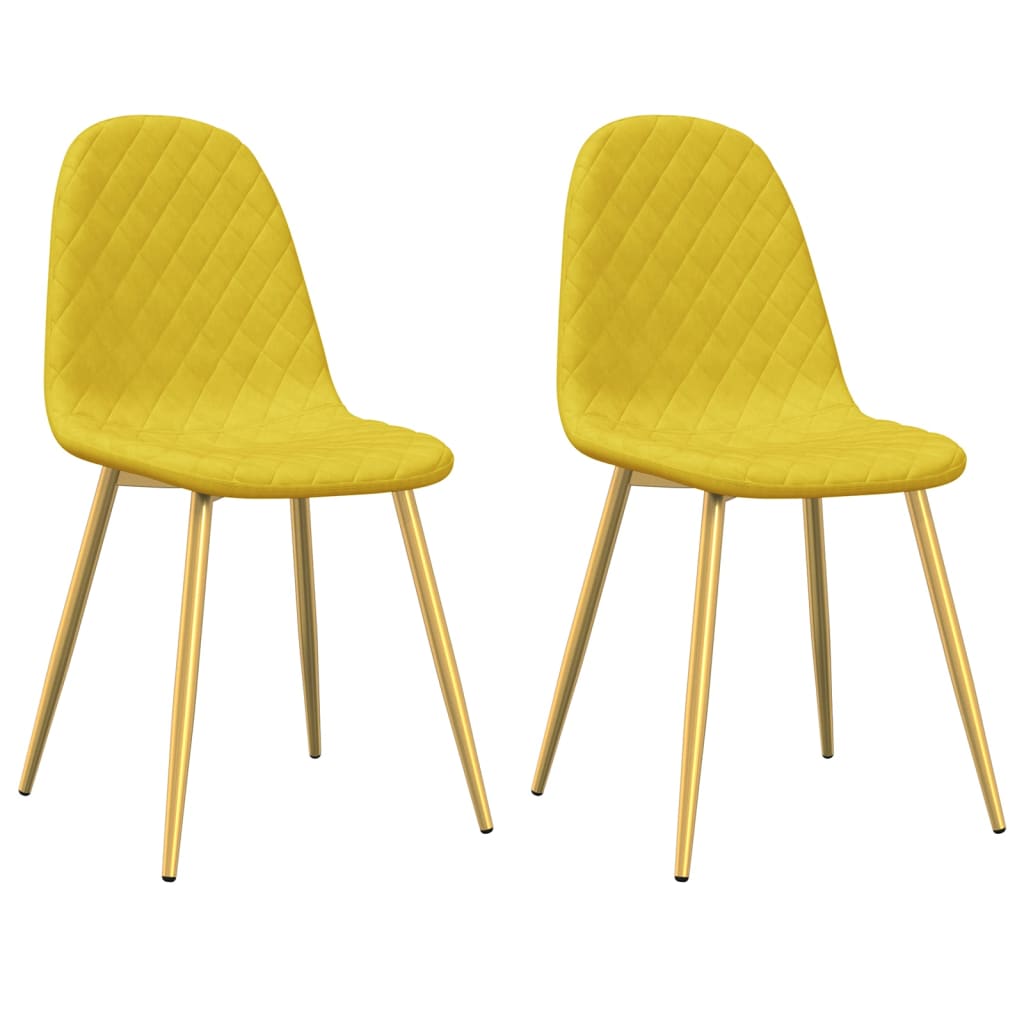 Eetkamerstoelen 2 st fluweel mosterdgeel 2 Mosterdgeel