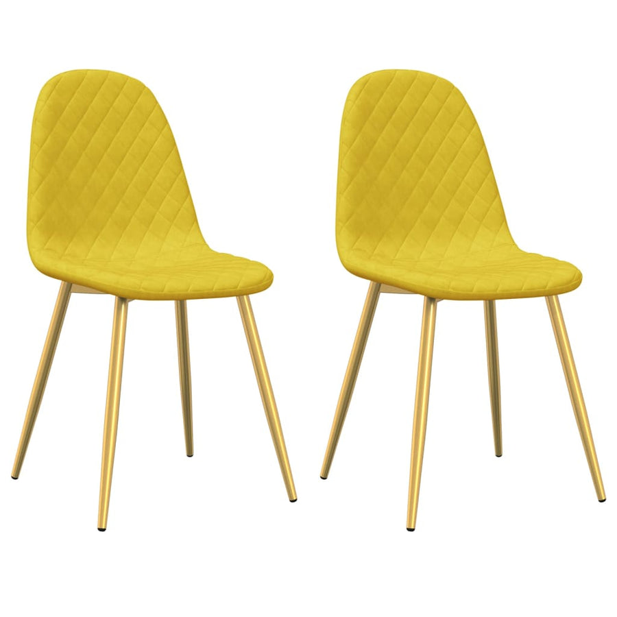 Eetkamerstoelen 2 st fluweel mosterdgeel 2 Mosterdgeel