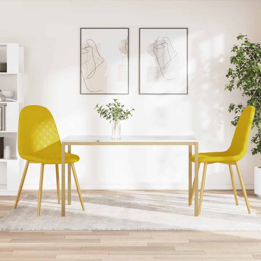 Eetkamerstoelen 2 st fluweel mosterdgeel 2 Mosterdgeel