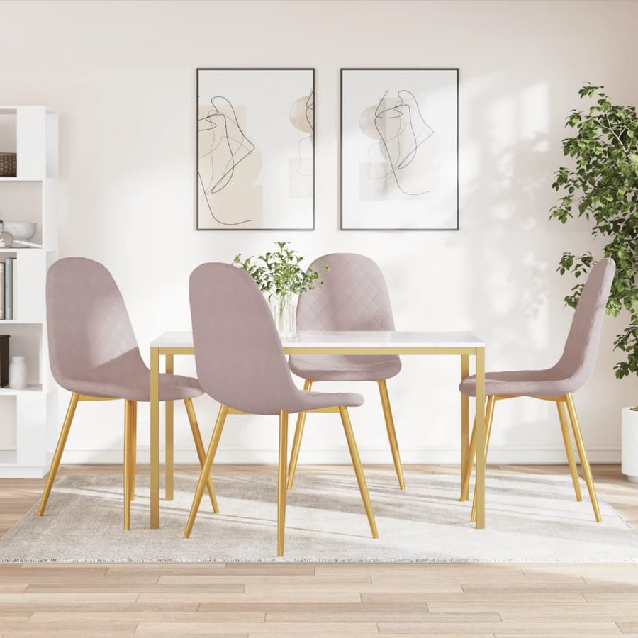 Eetkamerstoelen 4 st fluweel roze 4 Roze