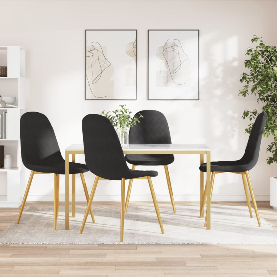 Eetkamerstoelen 4 st fluweel zwart 4 Zwart