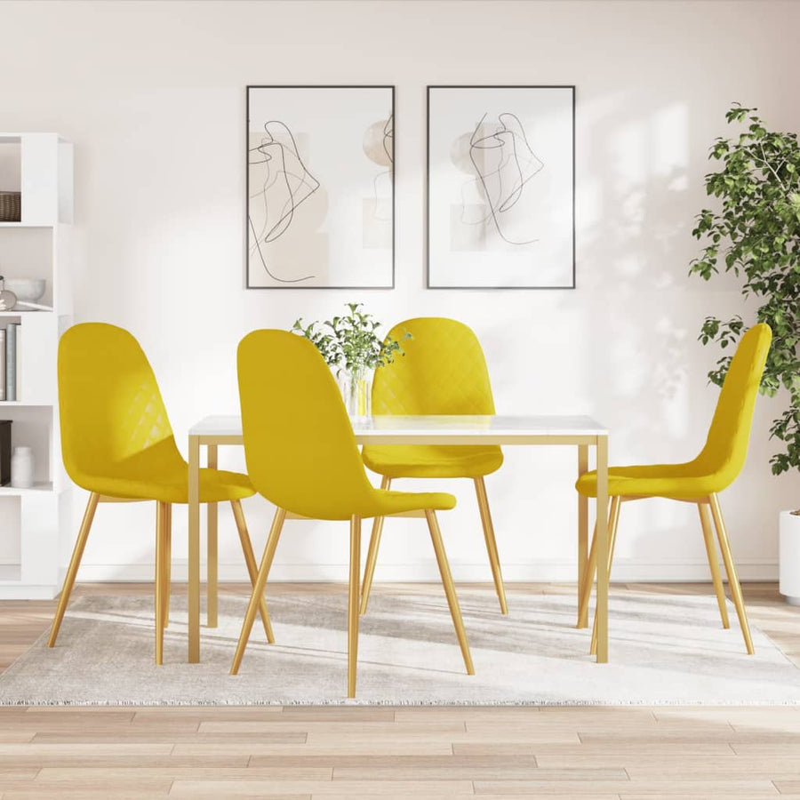 Eetkamerstoelen 4 st fluweel mosterdgeel 4 Mosterdgeel