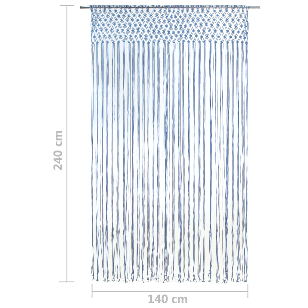 Gordijn Macramé 140X240 Cm Katoen Blauw