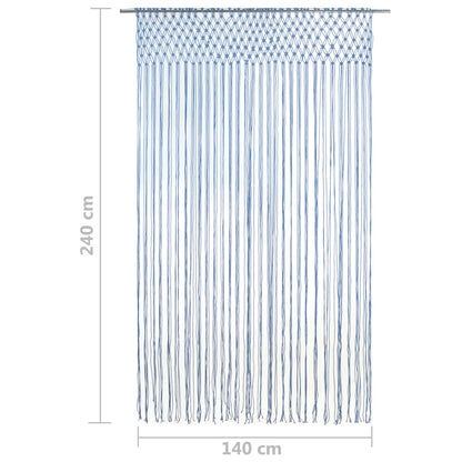 Gordijn Macramé 140X240 Cm Katoen Blauw