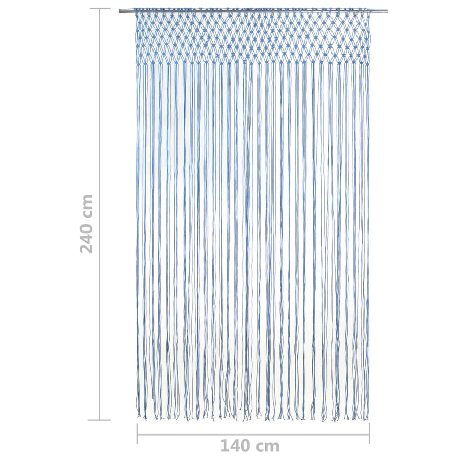 Gordijn Macramé 140X240 Cm Katoen Blauw