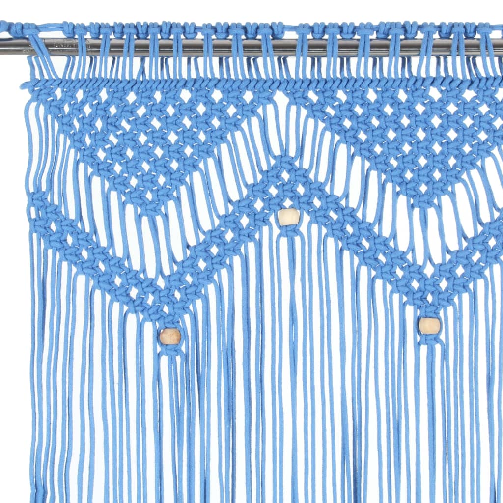 Gordijn Macramé 140X240 Cm Katoen Blauw