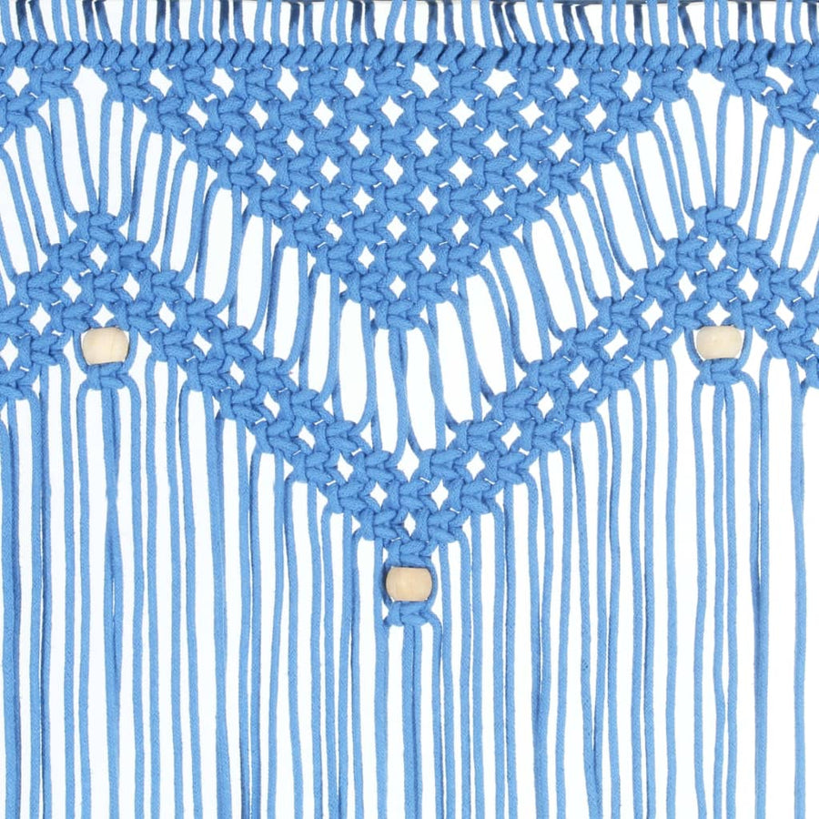 Gordijn Macramé 140X240 Cm Katoen Blauw